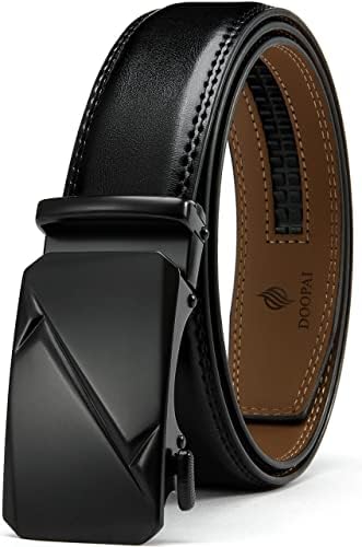 DOOPAI Belt Men  Ratchet Belt Dress Adjustable 1 3/8 Genuine Leather Designer Belt  Size Length Can be Cut  with Gift Box