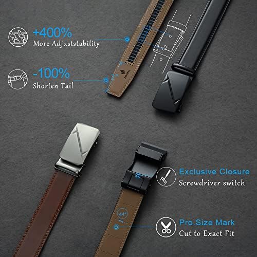 DOOPAI Belt Men  Ratchet Belt Dress Adjustable 1 3/8 Genuine Leather Designer Belt  Size Length Can be Cut  with Gift Box