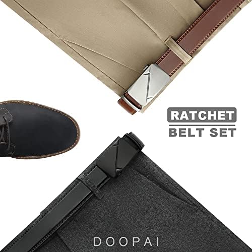 DOOPAI Belt Men  Ratchet Belt Dress Adjustable 1 3/8 Genuine Leather Designer Belt  Size Length Can be Cut  with Gift Box