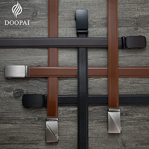 DOOPAI Belt Men  Ratchet Belt Dress Adjustable 1 3/8 Genuine Leather Designer Belt  Size Length Can be Cut  with Gift Box