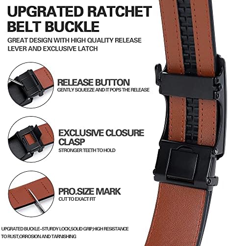 DOOPAI Belt Men  Ratchet Belt Dress Adjustable 1 3/8 Genuine Leather Designer Belt  Size Length Can be Cut  with Gift Box