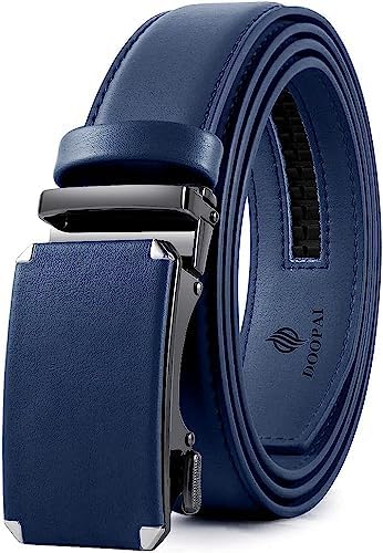 DOOPAI Belt Men  Ratchet Belt Dress Adjustable 1 3/8 Genuine Leather Designer Belt  Size Length Can be Cut  with Gift Box