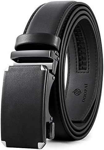 DOOPAI Belt Men  Ratchet Belt Dress Adjustable 1 3/8 Genuine Leather Designer Belt  Size Length Can be Cut  with Gift Box