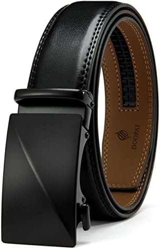 DOOPAI Belt Men  Ratchet Belt Dress Adjustable 1 3/8 Genuine Leather Designer Belt  Size Length Can be Cut  with Gift Box