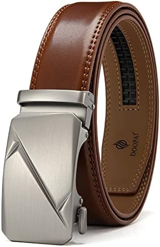 DOOPAI Belt Men  Ratchet Belt Dress Adjustable 1 3/8 Genuine Leather Designer Belt  Size Length Can be Cut  with Gift Box
