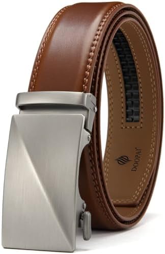 DOOPAI Belt Men  Ratchet Belt Dress Adjustable 1 3/8 Genuine Leather Designer Belt  Size Length Can be Cut  with Gift Box