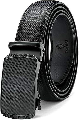 DOOPAI Belt Men  Ratchet Belt Dress Adjustable 1 3/8 Genuine Leather Designer Belt  Size Length Can be Cut  with Gift Box