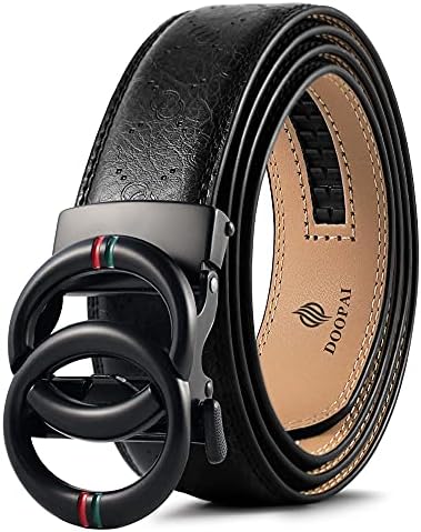 DOOPAI Belt Men  Ratchet Belt Dress Adjustable 1 3/8 Genuine Leather Designer Belt  Size Length Can be Cut  with Gift Box