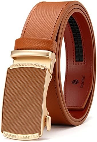 DOOPAI Belt Men  Ratchet Belt Dress Adjustable 1 3/8 Genuine Leather Designer Belt  Size Length Can be Cut  with Gift Box