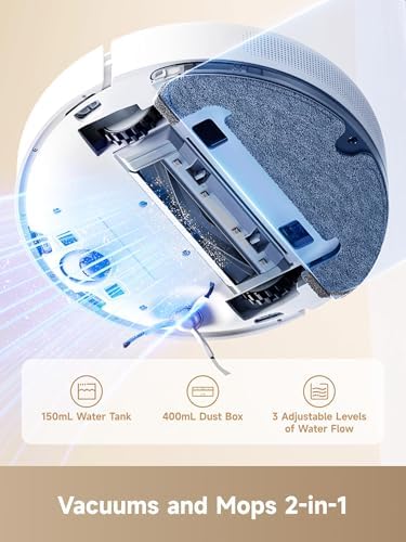 DREAME C20 Plus Robot Vacuum  90 Days Self Emptying Robot Vacuum and Mop Combo  6000Pa Suction Robotic Vacuum  LiDAR Navigation  APP/Voice Control  Robot Vacuum Cleaner for Pet Hair/Carpet/Hard Floor