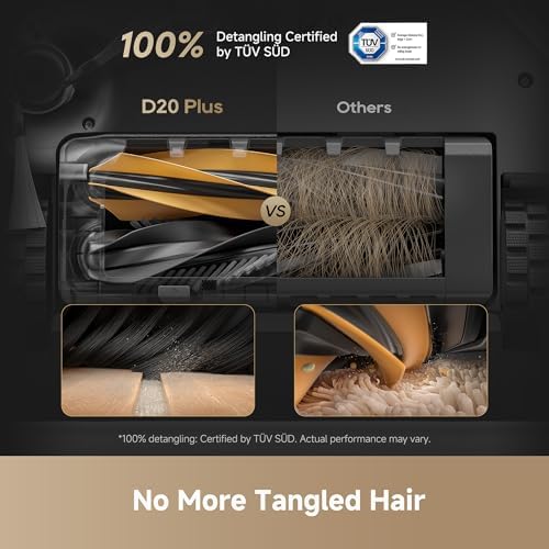 DREAME D20 Plus Robot Vacuum and Mop  13 000Pa Suction  Self Emptying with 5L Dust Bag  DuoBrush for Pet Hair  LDS Mapping  App & Voice Control  Ideal for Hard Floors & Carpets  Black 