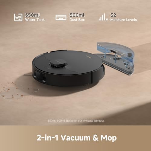 DREAME D20 Plus Robot Vacuum and Mop  13 000Pa Suction  Self Emptying with 5L Dust Bag  DuoBrush for Pet Hair  LDS Mapping  App & Voice Control  Ideal for Hard Floors & Carpets  Black 