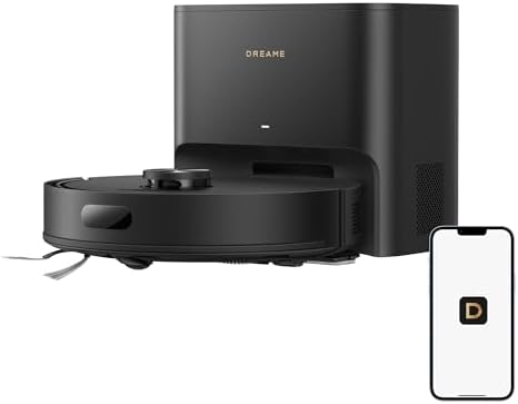 DREAME D20 Plus Robot Vacuum and Mop  13 000Pa Suction  Self Emptying with 5L Dust Bag  DuoBrush for Pet Hair  LDS Mapping  App & Voice Control  Ideal for Hard Floors & Carpets  Black 