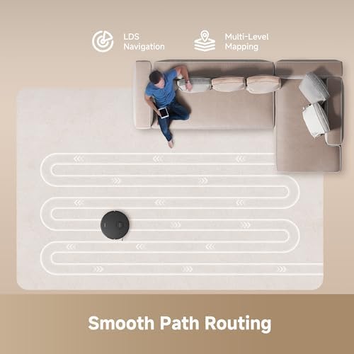 DREAME D20 Plus Robot Vacuum and Mop  13 000Pa Suction  Self Emptying with 5L Dust Bag  DuoBrush for Pet Hair  LDS Mapping  App & Voice Control  Ideal for Hard Floors & Carpets  Black 