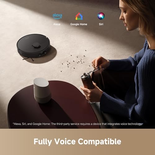 DREAME D20 Plus Robot Vacuum and Mop  13 000Pa Suction  Self Emptying with 5L Dust Bag  DuoBrush for Pet Hair  LDS Mapping  App & Voice Control  Ideal for Hard Floors & Carpets  Black 