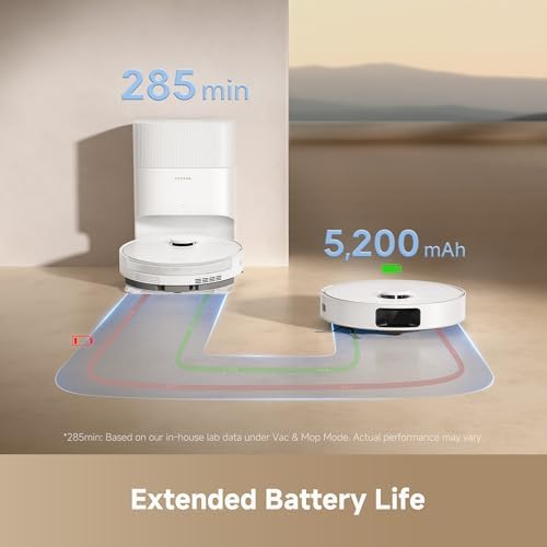DREAME D20 Plus Robot Vacuum and Mop  13 000Pa Suction  Self Emptying with 5L Dust Bag  DuoBrush for Pet Hair  LDS Mapping  App & Voice Control  5200mAh Battery  Ideal for Hard Floors & Carpets