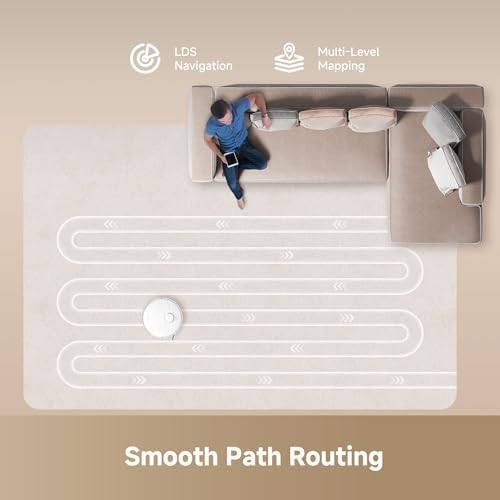 DREAME D20 Plus Robot Vacuum and Mop  13 000Pa Suction  Self Emptying with 5L Dust Bag  DuoBrush for Pet Hair  LDS Mapping  App & Voice Control  5200mAh Battery  Ideal for Hard Floors & Carpets