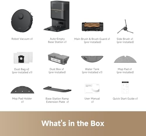 DREAME D20 Pro Plus Robot Vacuum  13 000Pa Suction  DuoBrush for Pet Hair  Corner Cleaning  Self Emptying  LDS Navigation Laser Avoidance  Vacuum Mop  Hard Floors&Carpets  Black 