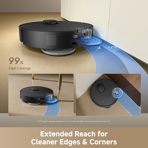DREAME D30 Ultra Robot Vacuum and Mop  25 000Pa Powerful Suction  All in One Base Station with 100 Days Auto Empty  MopExtend Tech for Edge Cleaning  Smart Obstacle Avoidance  Black