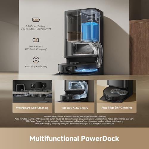 DREAME D30 Ultra Robot Vacuum and Mop  25 000Pa Powerful Suction  All in One Base Station with 100 Days Auto Empty  MopExtend Tech for Edge Cleaning  Smart Obstacle Avoidance  Black
