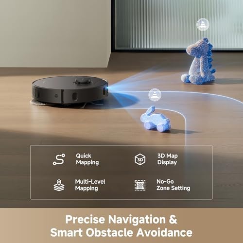 DREAME D30 Ultra Robot Vacuum and Mop  25 000Pa Powerful Suction  All in One Base Station with 100 Days Auto Empty  MopExtend Tech for Edge Cleaning  Smart Obstacle Avoidance  Black