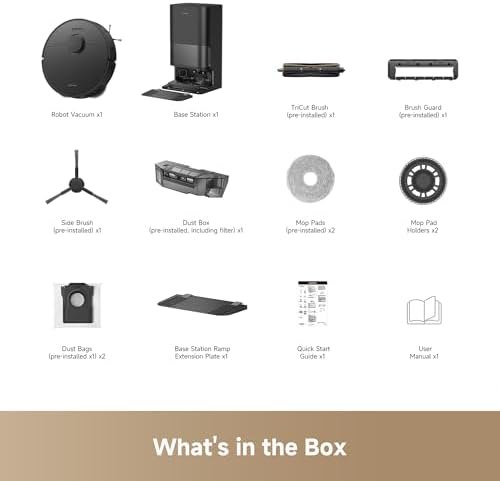 DREAME D30 Ultra Robot Vacuum and Mop  25 000Pa Powerful Suction  All in One Base Station with 100 Days Auto Empty  MopExtend Tech for Edge Cleaning  Smart Obstacle Avoidance  Black