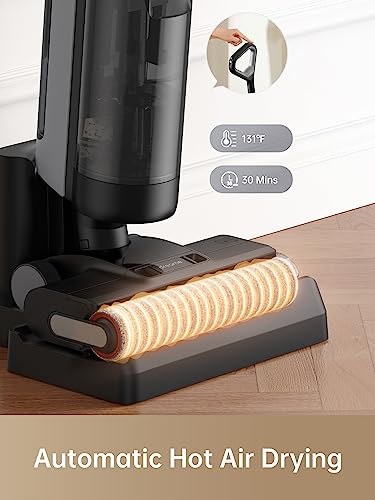 DREAME H12 Dual Smart Wet Dry Vacuum Cleaner  Floor Cleaner Mop Combo 4 in 1 Cordless Vacuum for Multi Surface  One Step Self Cleaning with Hot Air Drying  Black