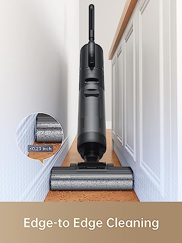 DREAME H12 Dual Smart Wet Dry Vacuum Cleaner  Floor Cleaner Mop Combo 4 in 1 Cordless Vacuum for Multi Surface  One Step Self Cleaning with Hot Air Drying  Black