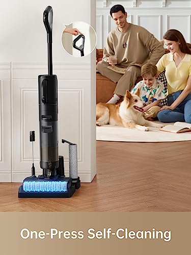 DREAME H12 Dual Smart Wet Dry Vacuum Cleaner  Floor Cleaner Mop Combo 4 in 1 Cordless Vacuum for Multi Surface  One Step Self Cleaning with Hot Air Drying  Black