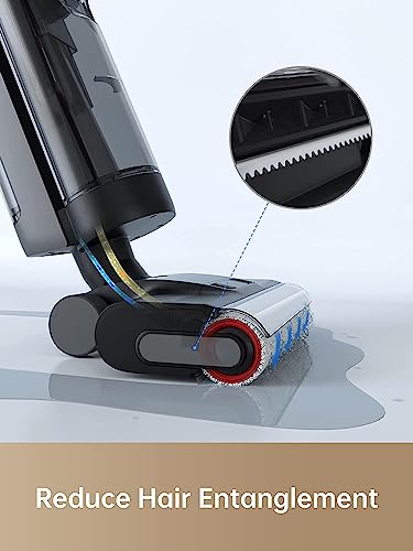 DREAME H12 Dual Smart Wet Dry Vacuum Cleaner  Floor Cleaner Mop Combo 4 in 1 Cordless Vacuum for Multi Surface  One Step Self Cleaning with Hot Air Drying  Black