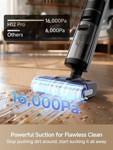 DREAME H12 PRO Vacuum Mop  Wet Dry Vacuum Cleaner for Hard Floor  Vacuum and Mop at The Same Time for Wet & Dry Messes  Auto Self Cleaning  Edge to Edge Cleaning with Hot Air Drying