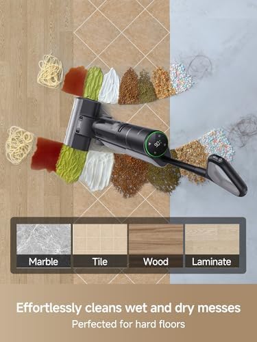 DREAME H12 PRO Vacuum Mop  Wet Dry Vacuum Cleaner for Hard Floor  Vacuum and Mop at The Same Time for Wet & Dry Messes  Auto Self Cleaning  Edge to Edge Cleaning with Hot Air Drying