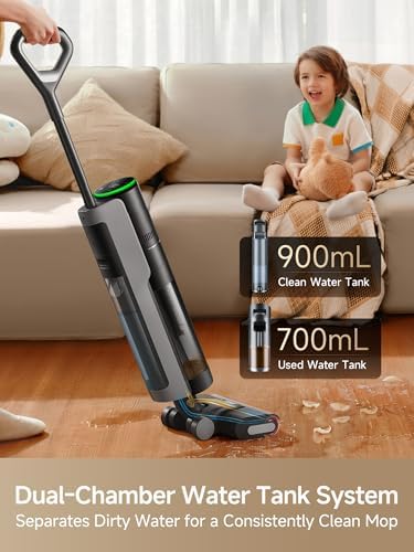 DREAME H12 PRO Vacuum Mop  Wet Dry Vacuum Cleaner for Hard Floor  Vacuum and Mop at The Same Time for Wet & Dry Messes  Auto Self Cleaning  Edge to Edge Cleaning with Hot Air Drying