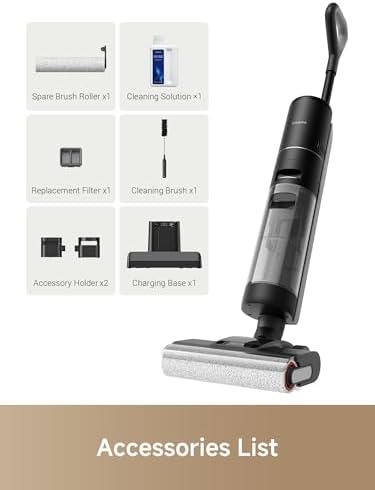 DREAME H12 PRO Vacuum Mop  Wet Dry Vacuum Cleaner for Hard Floor  Vacuum and Mop at The Same Time for Wet & Dry Messes  Auto Self Cleaning  Edge to Edge Cleaning with Hot Air Drying