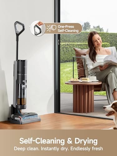 DREAME H12 PRO Vacuum Mop  Wet Dry Vacuum Cleaner for Hard Floor  Vacuum and Mop at The Same Time for Wet & Dry Messes  Auto Self Cleaning  Edge to Edge Cleaning with Hot Air Drying