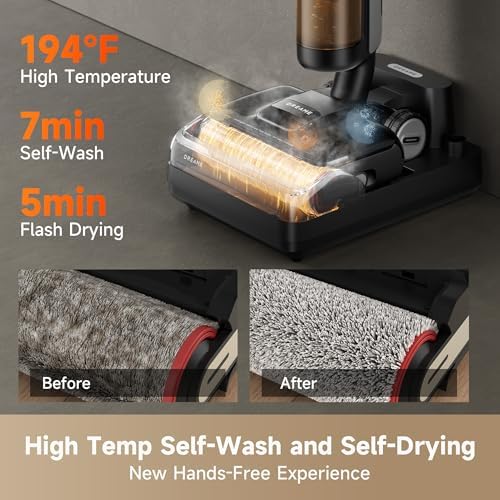 DREAME H12 Pro FlexReach Wet Dry Vacuum Cleaner  0 Tangle Cordless Vacuum Mop All in One for Hard Floors  180  Lie Flat Floor Cleaner Machine with 194 F Hot Self Cleaning  50Mins Runtime