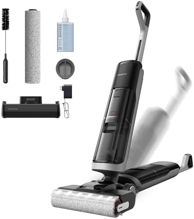 DREAME H14 Pro Wet Dry Vacuum Cleaner  180  Lie Flat Vacuum Mop  140 F Washing and Fast Hot Air Drying  Powerful 18kPa Suction Floor Cleaner Machine  Easy GlideWheel Movement  Smart App Control