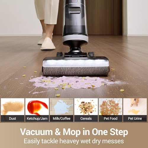 DREAME H14 Pro Wet Dry Vacuum Cleaner  180  Lie Flat Vacuum Mop  140 F Washing and Fast Hot Air Drying  Powerful 18kPa Suction Floor Cleaner Machine  Easy GlideWheel Movement  Smart App Control