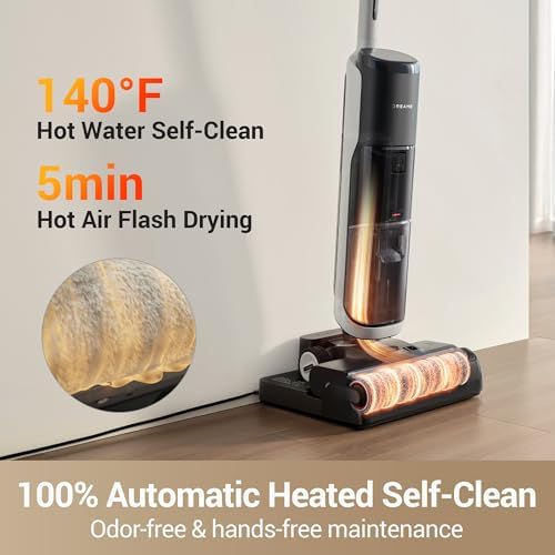 DREAME H14 Pro Wet Dry Vacuum Cleaner  180  Lie Flat Vacuum Mop  140 F Washing and Fast Hot Air Drying  Powerful 18kPa Suction Floor Cleaner Machine  Easy GlideWheel Movement  Smart App Control