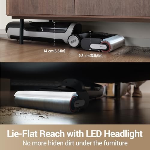 DREAME H14 Pro Wet Dry Vacuum Cleaner  180  Lie Flat Vacuum Mop  140 F Washing and Fast Hot Air Drying  Powerful 18kPa Suction Floor Cleaner Machine  Easy GlideWheel Movement  Smart App Control