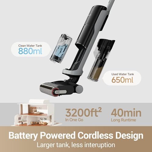 DREAME H14 Pro Wet Dry Vacuum Cleaner  180  Lie Flat Vacuum Mop  140 F Washing and Fast Hot Air Drying  Powerful 18kPa Suction Floor Cleaner Machine  Easy GlideWheel Movement  Smart App Control