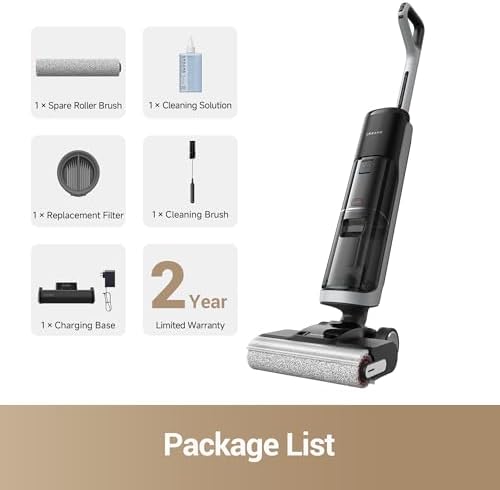 DREAME H14 Pro Wet Dry Vacuum Cleaner  180  Lie Flat Vacuum Mop  140 F Washing and Fast Hot Air Drying  Powerful 18kPa Suction Floor Cleaner Machine  Easy GlideWheel Movement  Smart App Control