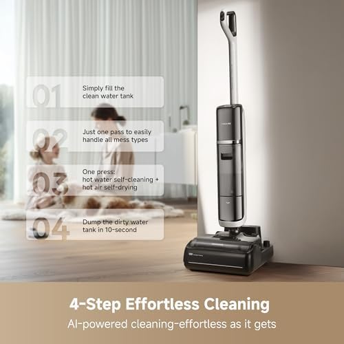 DREAME H15 Pro Heat Wet Dry Vacuum and Mop  185 F Hot Water Floor Cleaning  0 Hair Tangle  Cordless Floor Cleaner with AI Robotic Arm  22KPa Suction  180  Lie Flat  Hot Self Cleaning  Edge to Edge