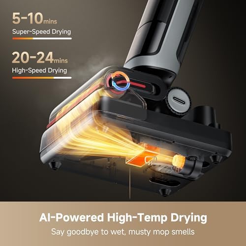 DREAME H15 Pro Heat Wet Dry Vacuum and Mop  185 F Hot Water Floor Cleaning  0 Hair Tangle  Cordless Floor Cleaner with AI Robotic Arm  22KPa Suction  180  Lie Flat  Hot Self Cleaning  Edge to Edge