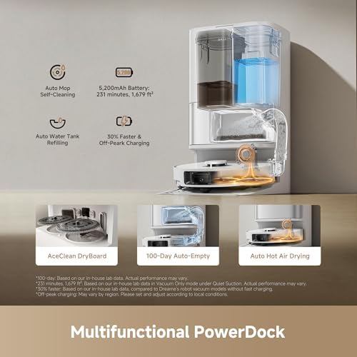 DREAME L40 Ultra Gen 2 Robot Vacuum and Mop with 25 000Pa Suction  Extendable Side Brush and Mop  All in One Self Emptying & Cleaning Dock  Voice & App Control  White