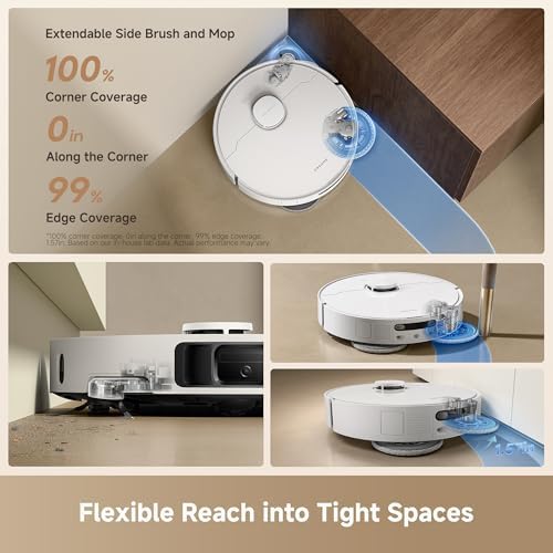 DREAME L40 Ultra Gen 2 Robot Vacuum and Mop with 25 000Pa Suction  Extendable Side Brush and Mop  All in One Self Emptying & Cleaning Dock  Voice & App Control  White