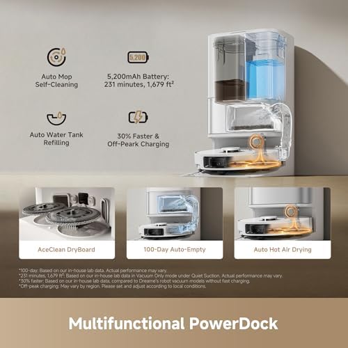 DREAME L40 Ultra Gen 2 Robot Vacuum and Mop with 25 000Pa Suction  Extendable Side Brush and Mop  All in One Self Emptying & Cleaning Dock  Voice & App Control  White