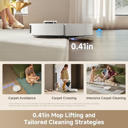DREAME L40 Ultra Gen 2 Robot Vacuum and Mop with 25 000Pa Suction  Extendable Side Brush and Mop  All in One Self Emptying & Cleaning Dock  Voice & App Control  White