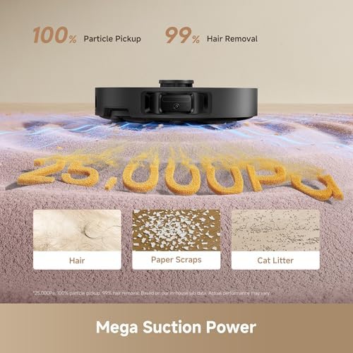 DREAME L40 Ultra Gen 2 Robot Vacuum and Mop with 25 000Pa Suction  Extendable Side Brush and Mop  All in One Self Emptying & Cleaning Dock  Voice & App Control  Black