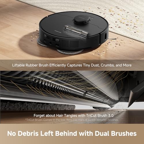 DREAME L40s Ultra AE Robot Vacuum and Mop, 19,000Pa Suction, Diverse Brush Selection, Flexible Mop & 167℉ Self Cleaning Washboard, All-in-One Station, Tangle-Free, Auto Refill, Voice Control